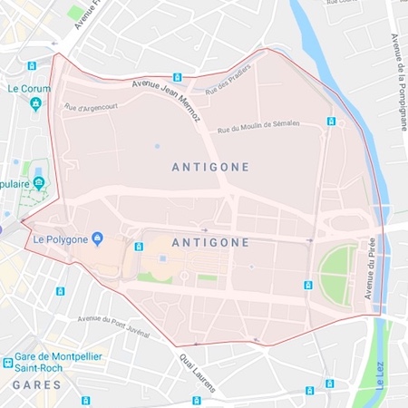 Carte du quartier Antigone