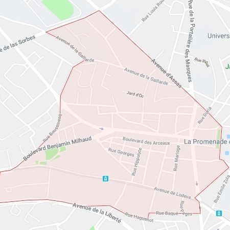 carte du quartier des Arceaux à Montpellier
