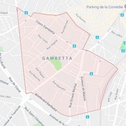 Carte du quartier Gambetta à Montpellier